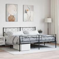 Bedframe met hoofd- en voeteneinde metaal zwart 193x203 cm - thumbnail