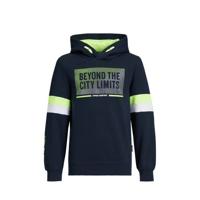 WE Fashion trui met all over print donkerblauw/groen/wit - thumbnail