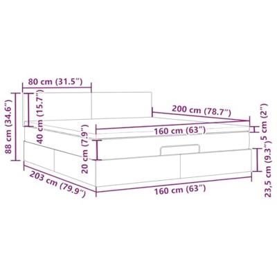 Ottoman bed met matras 160x200cm stof crèmekleurig