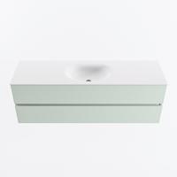 MONDIAZ VICA 150cm badmeubel onderkast Greey 2 lades. Wastafel MOON midden 1 kraangat, kleur Talc. - thumbnail