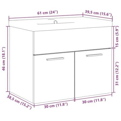 Wastafelkast met ingebouwde wasbak sonoma eikenkleurig