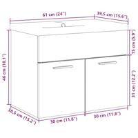 Wastafelkast met ingebouwde wasbak sonoma eikenkleurig - thumbnail