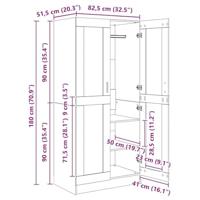 Kledingkast Anders Oud Hout 82.5 x 51.5 x 180 cm Bewerkt hout - thumbnail