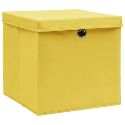 VidaXL Opbergboxen met deksel 4 st 32x32x32 cm stof geel