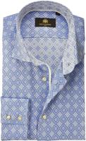 Circle of Gentlemen Overhemd Darko Blauw Twill Klassieke Print Slim Fit - thumbnail