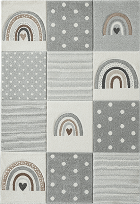 Kinderkamer Vloerkleed Blokjes/Regenboog Grijs-80 x 150 cm