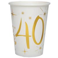 Bekertjes 40 jaar stijlvol goud wit 10 stuks - thumbnail
