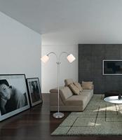 Trio VloerlampTommy 2-lichts RVS met wit - R46332001 - thumbnail