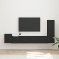 Tv-meubelset Wandgemonteerd 3 pcs Zwart Bewerkt hout - thumbnail