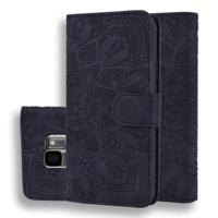 Calf Pattern Double Folding Design Embossed Leather Case with Wallet & Holder & Card Slots for Galaxy S9(Black) - thumbnail