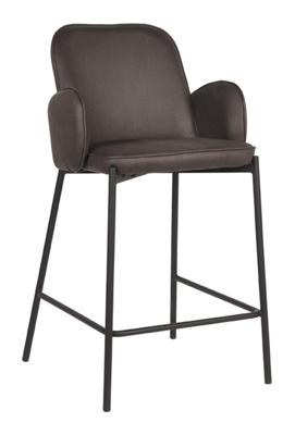 LABEL51 Barkruk 'Jari' Microfiber, kleur Antraciet (zithoogte 65cm)