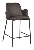 LABEL51 Barkruk 'Jari' Microfiber, kleur Antraciet (zithoogte 65cm) - thumbnail