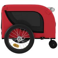 Hondenfietstrailer oxford stof en ijzer rood en zwart - thumbnail
