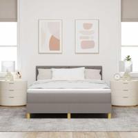 vidaXL Boxspring Bed met Matras & LED Taupe 140x190 cm Stof - thumbnail