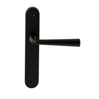 Hardbrass Deurkruk Mikonos op ovaal langschild blind - zwart - thumbnail