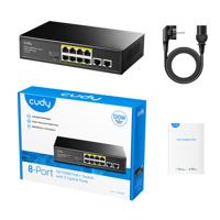 Cudy FS1010P PoE+ Switch met 8 poorten met 2 uplinkpoorten, 120 W, uitbreiden/VLAN-modus, 802.3af/at, fanless, plug and play - thumbnail