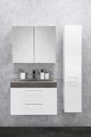 Differnz Somero badmeubel set met spiegelkast FSC wastafel beton 80 cm hoogglans wit - thumbnail