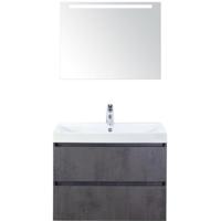 Maxx XL Badmeubelset 80 cm - Beton Antraciet - Wastafel Just 1 Kraangat met LED Spiegel - thumbnail