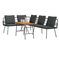 Tuinbankenset 2 pcs Zwart poly rattan - thumbnail