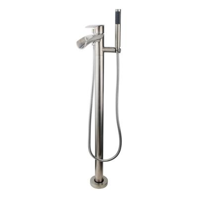 Vrijstaande Badmengkraan Wiesbaden Waterval Geborsteld Staal Vrijstaande Badmengkraan Wiesbaden Waterval Geborsteld Staal