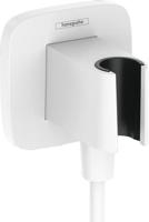 Hansgrohe FixFit Q muuraansluitbocht met handdouchehouder, mat wit - thumbnail