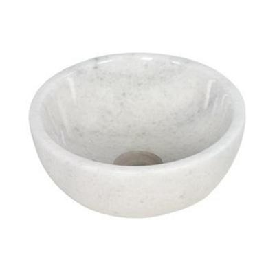 Waskom Opbouw Plieger Mini Round 26x12 cm Marmer Wit