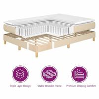 Boxspringbed met matras met hoofdeinde Crème 90 x 190 cm Stof - thumbnail