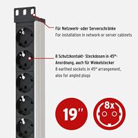 Brennenstuhl 1390007308 Overspanningsveilige stekkerdoos 8-voudig Zwart, Zilver Randaarde stekker 1 stuk(s) - thumbnail