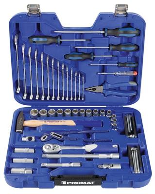Promat/Tecwerk Gereedschapskoffer | 47-delig | in kunststof koffer | 4-24 mm - 4000820631 Promat/Tecwerk Gereedschapskoffer | 47-delig | in kunststof koffer | 4-24 mm - 4000820631
