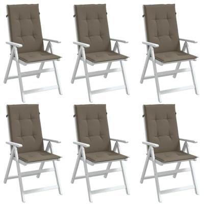 VidaXL Stoelkussens 6 st hoge rug 120x50x4 cm stof gemêleerd taupe VidaXL Stoelkussens 6 st hoge rug 120x50x4 cm stof gemêleerd taupe