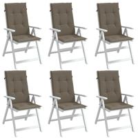 VidaXL Stoelkussens 6 st hoge rug 120x50x4 cm stof gemêleerd taupe - thumbnail