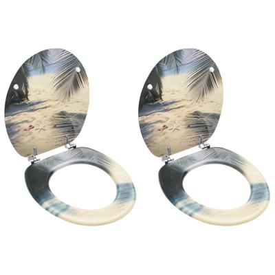 Toiletbrillen met deksel 2 st strand MDF