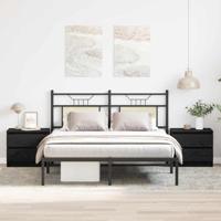 Nachtkastje 2 pcs Zwart Eiken 50 x 40 x 43,5 cm Bewerkt hout - thumbnail