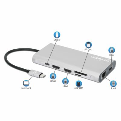 Manhattan USB-C PD 12-in-1-Dockingstation USB-C dockingstation Geschikt voor merk (dockingstation): Universeel Geïntegreerde kaartlezer, USB-C Power Delivery Manhattan USB-C PD 12-in-1-Dockingstation USB-C dockingstation Geschikt voor merk (dockingstation): Universeel Geïntegreerde kaartlezer, USB-C Power Delivery
