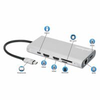 Manhattan USB-C PD 12-in-1-Dockingstation USB-C dockingstation Geschikt voor merk (dockingstation): Universeel Geïntegreerde kaartlezer, USB-C Power Delivery - thumbnail