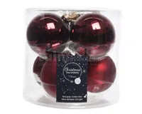 6 kerstballen ossenbloed glans-mat 80 mm KSD - Ksd - thumbnail