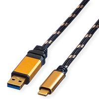 ROLINE GOLD USB 3.2 Gen 1 kabel, A-C, ST/ST, 1 m, zwart - thumbnail
