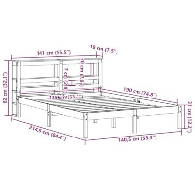 Bedframe met hoofdbord massief grenenhout wasbruin 135x190 cm Bedframe met hoofdbord massief grenenhout wasbruin 135x190 cm