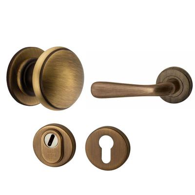 Hardbrass Voordeurset Pragma/Silvia 3-delig linkswijzend SKG3 met kerntrekbeveiliging - mat brons