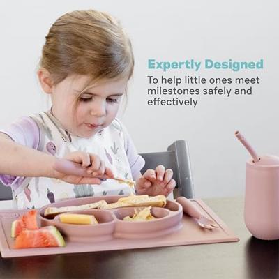 Alles-in-één Happy-placemat met bordje van EZPZ van siliconen roze