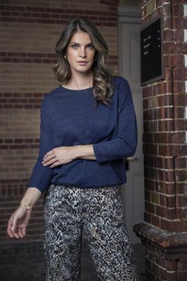 Elvira Casuals Top Britt E4 25-015 T-shirt Korte Mouw 100 Navy