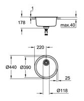 Keukenspoelbak - RVS - Inbouw van bovenaf - GROHE K200 - 31720SD0 - thumbnail