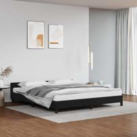 Bedframe met hoofdbord kunstleer zwart 180x200 cm - thumbnail