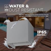 Kansas LED wandlamp - 7 Watt 560lm - 3000K warm wit - IP65 waterdicht - Up Down Lamp - Grijs - Kubus - Voor binnen en buiten - thumbnail