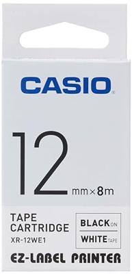 Gelamineerde Tape voor Labelmakers Casio XR-12WE Wit Zwart