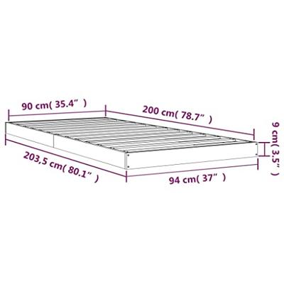 Bedframe massief grenenhout wit 90x200 cm