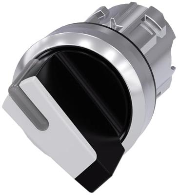 Siemens 3SU10522BF600AA0 3SU1052-2BF60-0AA0 Knevelschakelaar Metalen frontring, Hoogglans Knevel Zwart, Wit 1 x 90 ° 1 stuk(s)