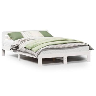 Bedframe zonder matras massief grenenhout wit 120x190 cm