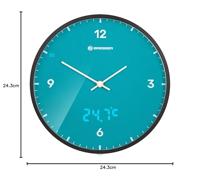 BRESSER MyTime LEDsec wandklok 24 cm met temperatuurweergave (sky blue) - thumbnail