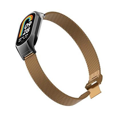 Milanese bandje met case - Bruin - Xiaomi Smart Band 8 / 9 / 10